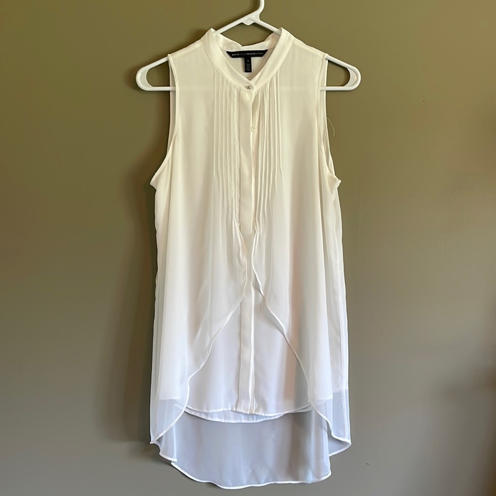 White House Black Market | Flowy White Sleeveless Blouse | size S